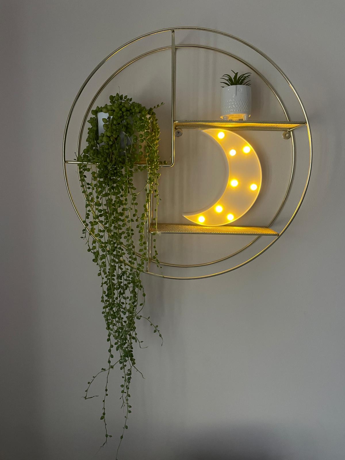 LED Moon Sign Light, Warm White LED Lamp For Living Room & Bedroom, Table & Wall Christmas Decoration for Kids & Adults - Battery Powered - White