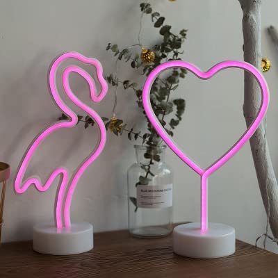 FLAMINGO Neon LED Light, FLAMINGO Neon LED Lamp For Living Room & Bedroom, Table & Wall Christmas Decoration for Kids & Adults - Battery Powered - PINK Colour