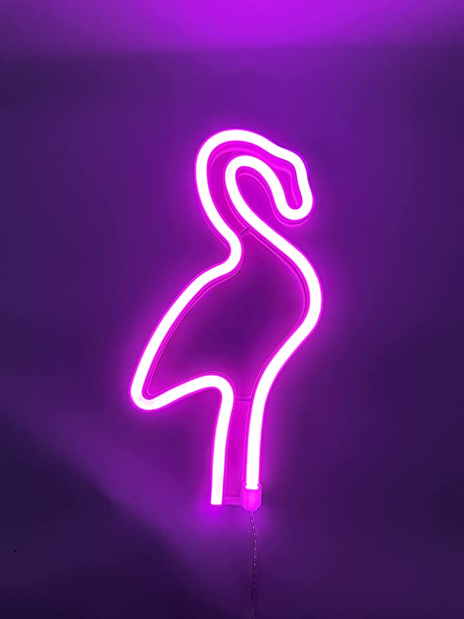 FLAMINGO Neon LED Light, FLAMINGO Neon LED Lamp For Living Room & Bedroom, Table & Wall Christmas Decoration for Kids & Adults - Battery Powered - PINK Colour