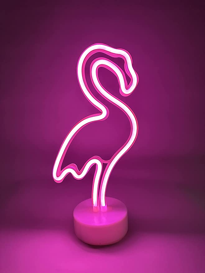 FLAMINGO Neon LED Light, FLAMINGO Neon LED Lamp For Living Room & Bedroom, Table & Wall Christmas Decoration for Kids & Adults - Battery Powered - PINK Colour