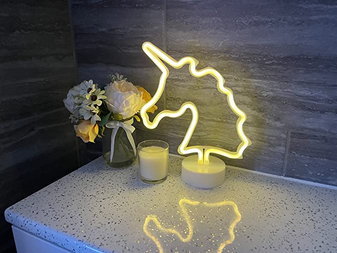 UNICORN Neon LED Light, UNICORN Neon LED Lamp For Living Room & Bedroom, Table & Wall Christmas Decoration for Kids & Adults - WHITE Colour