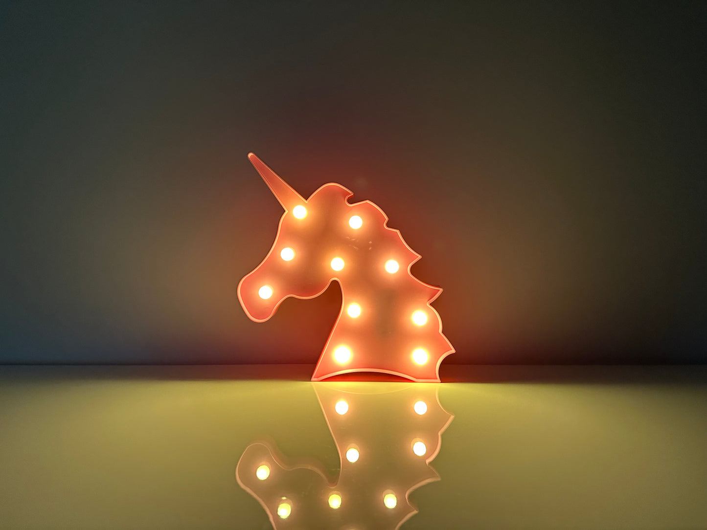 LED Unicorn Sign Light, Warm White LED Lamp For Living Room & Bedroom, Table & Wall Christmas Decoration for Kids & Adults - Battery Powered - PINK