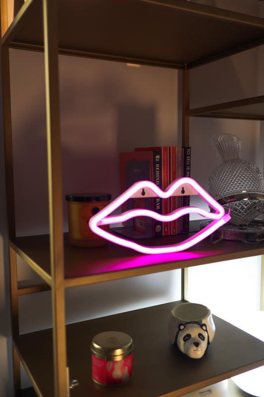LIPS Neon LED Light, LIPS Neon LED Lamp For Living Room & Bedroom, Table & Wall Christmas Decoration for Kids & Adults - PINK Colour