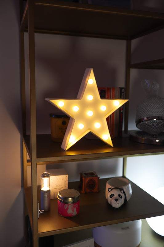 LED Star Sign Light, Warm White LED Lamp For Living Room & Bedroom, Table & Wall Christmas Decoration for Kids & Adults - White Chirstams Durable Colorful Decoration