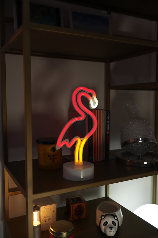 FLAMINGO Neon LED Light, FLAMINGO Neon LED Lamp For Living Room & Bedroom, Table & Wall Christmas Decoration for Kids & Adults - Battery Powered - Multicolor