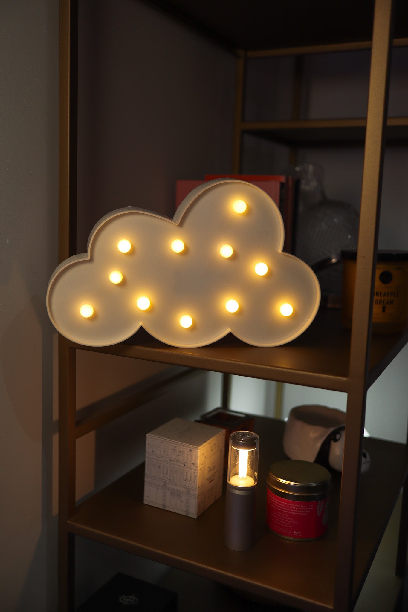 LED Cloud Sign Light, Warm White LED Lamp For Living Room & Bedroom, Table & Wall Christmas Decoration for Kids & Adults - Battery Powered - White