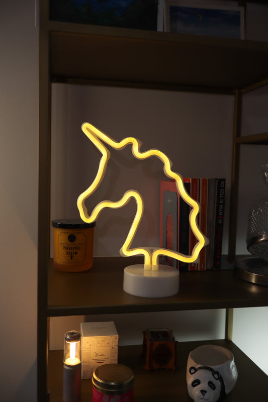 UNICORN Neon LED Light, UNICORN Neon LED Lamp For Living Room & Bedroom, Table & Wall Christmas Decoration for Kids & Adults - WHITE Colour