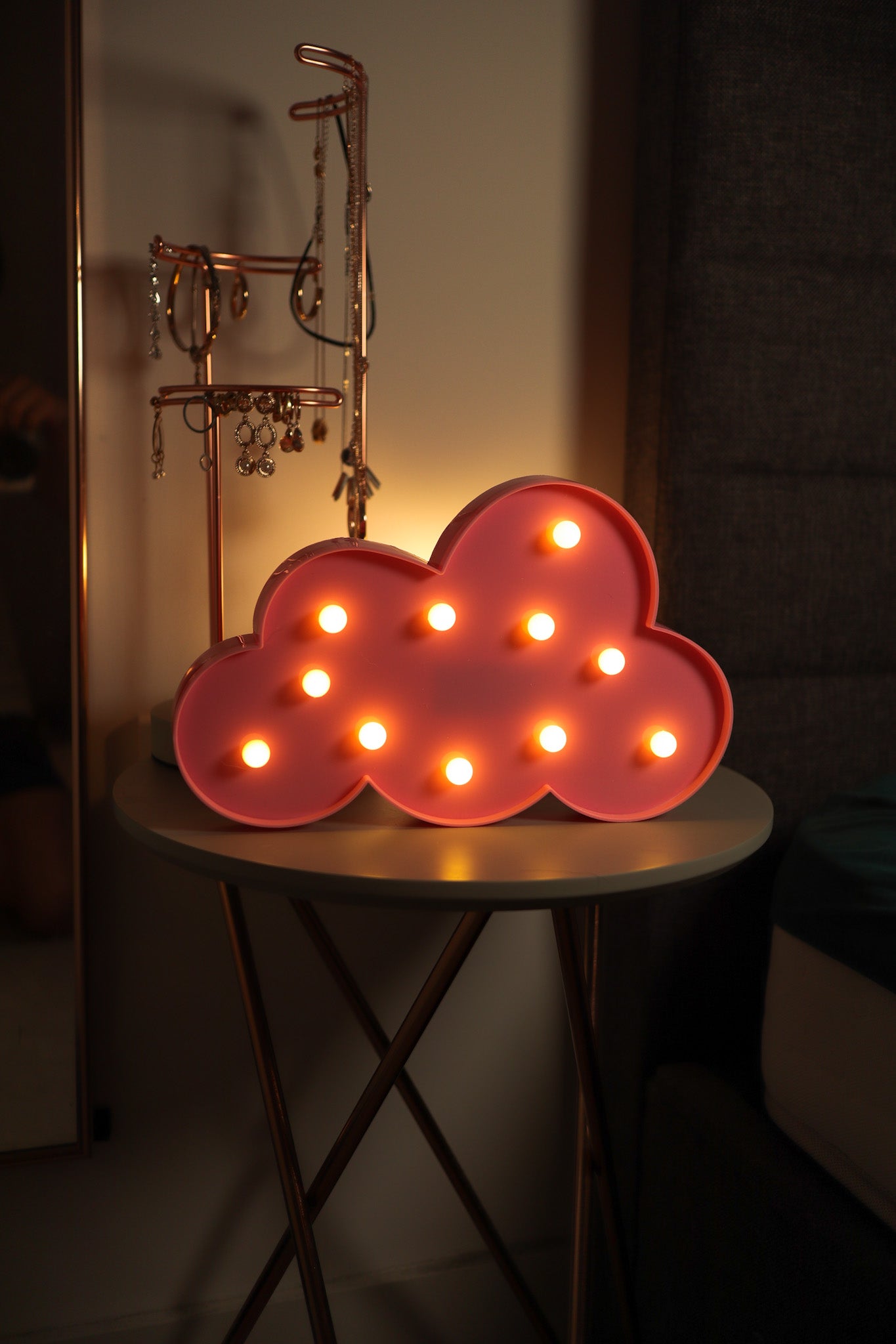 LED Cloud Sign Light, Warm White LED Lamp For Living Room & Bedroom, Table & Wall Christmas Decoration for Kids & Adults - Battery Powered - White