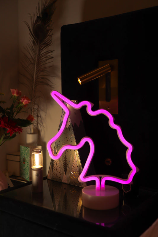 UNICORN Neon LED Light, UNICORN Neon LED Lamp For Living Room & Bedroom, Table & Wall Christmas Decoration for Kids & Adults - PINK Colour
