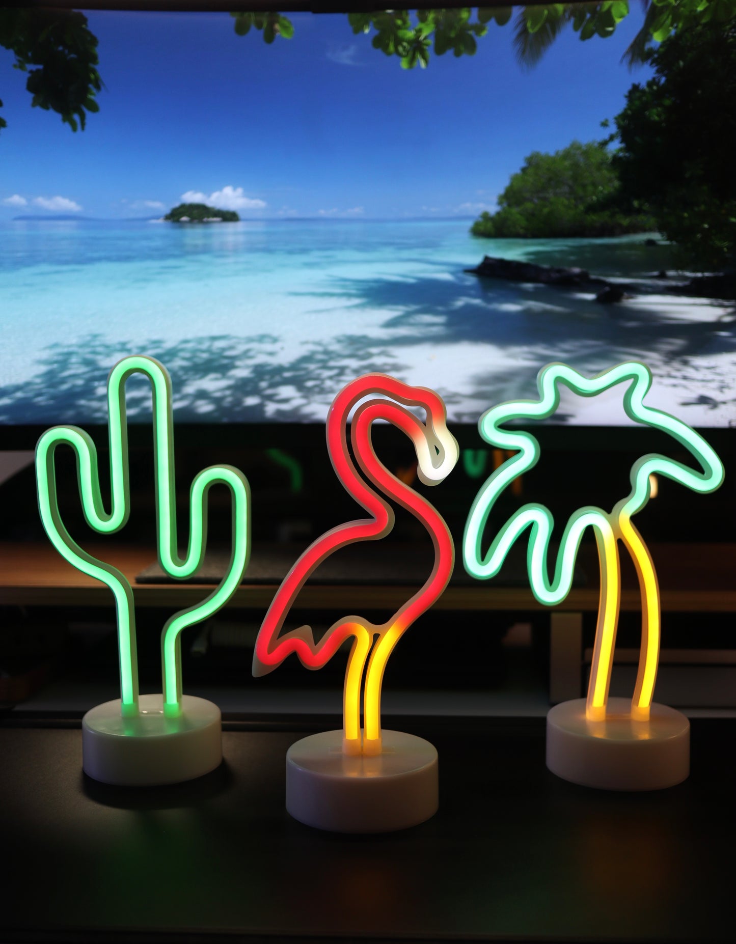 Coconut palm Neon LED Light, Coconut palm Neon LED Lamp For Living Room & Bedroom, Table & Wall Christmas Decoration for Kids & Adults - Battery Powered - multicolour