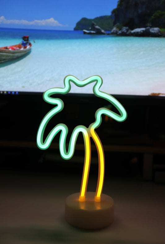 Coconut palm Neon LED Light, Coconut palm Neon LED Lamp For Living Room & Bedroom, Table & Wall Christmas Decoration for Kids & Adults - Battery Powered - multicolour
