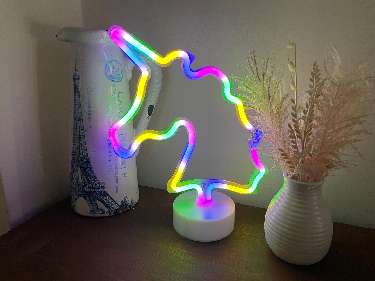 UNICORN Neon LED Light, UNICORN Neon LED Lamp For Living Room & Bedroom, Table & Wall Christmas Decoration for Kids & Adults - Battery Powered - RAINBOW Colour