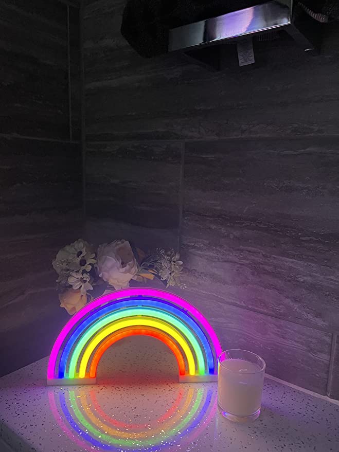 Rainbow Neon LED Light, Rainbow Neon LED Lamp For Living Room & Bedroom, Table & Wall Christmas Decoration for Kids & Adults - Battery Powered - Rainbow Colour